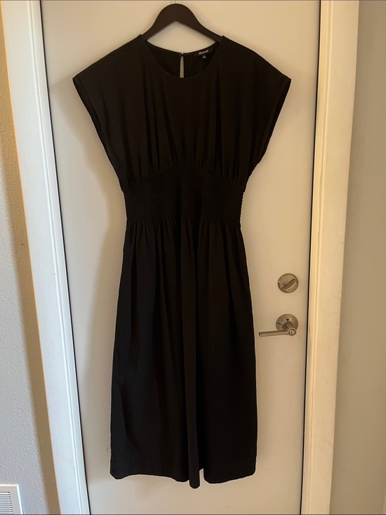 J. Crew Dresses & Skirts - J. Crew Black Smocked-Waist Cap-Sleeve Midi Dress